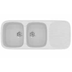 Νεροχύτης Ένθετος Γρανιτένιος Συνθετικός Sanitec Classic 300 (116x50) με 2 Ίσες Γούρνες White